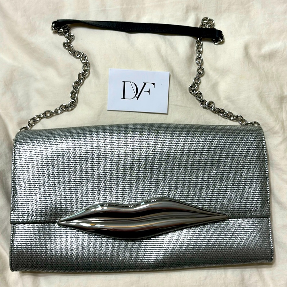 Diane Von Furstenberg silver lip bag